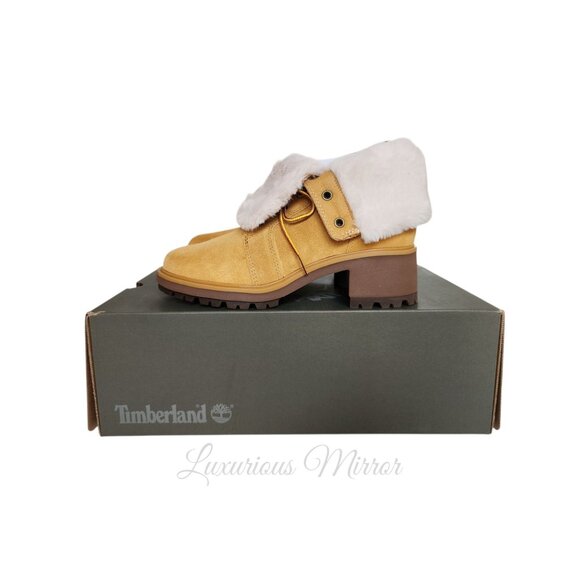 Timberland Women's Kori Park Combat Boots 8 Wheat Suede Mid Calf Lace Up New - Picture 4 of 10